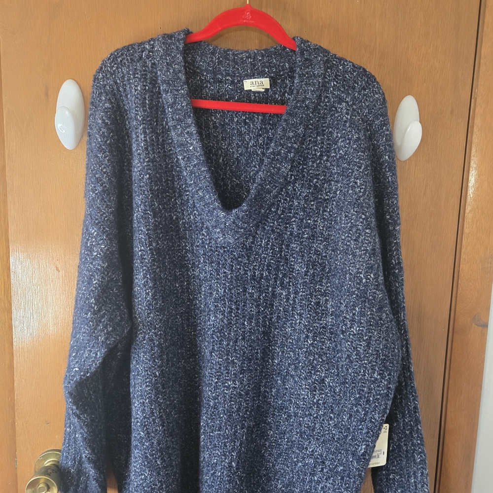 Blue V-Neck Sweater - Picture 3 of 8